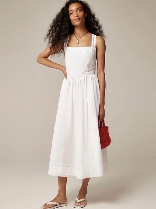 J. Crew Dresses & Skirts - NWT J. Crew Embroidered Apron White Midi Sundress